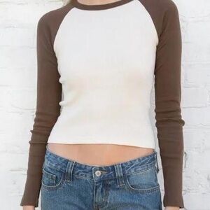 Brandy Melville Women's Brown and White Shirt